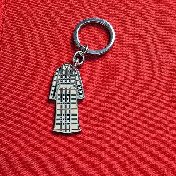 Burberry Nova Check Coat Vintage Silver Tone Keychain Keyfob Purse Charm Retired - Picture 7 of 9